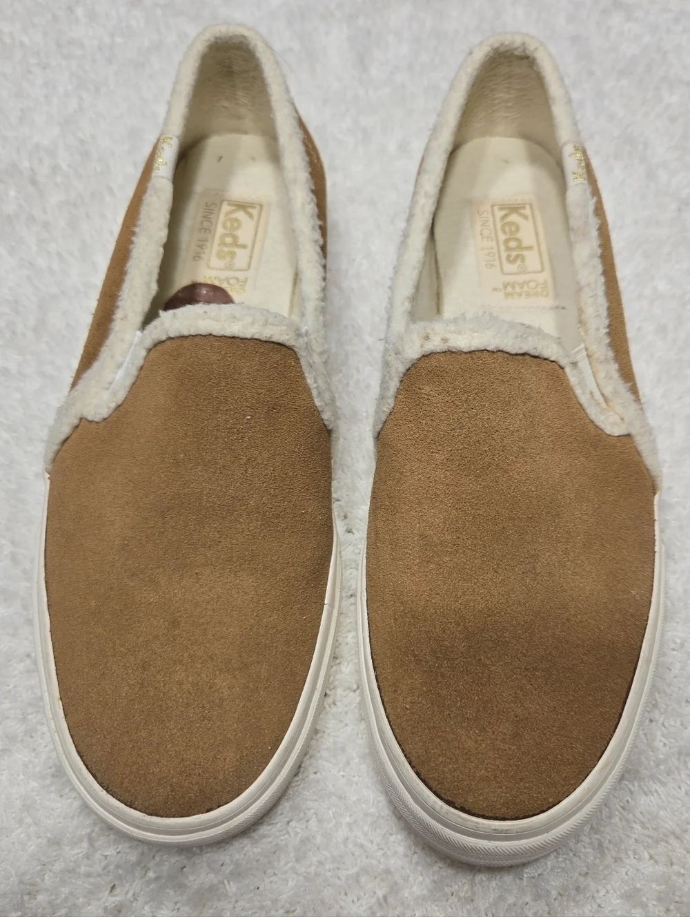 Keds® Double Decker Suede Slip-On Sneakers Tan Sz 8